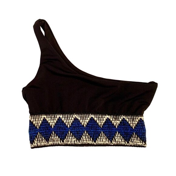 Elysiian One-Shoulder Milos Bikini Black Geometric S/XS Resort Beach Cruise - Picture 3 of 12